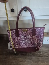Listing image for VAIZA El Salvador Burgundy Printed Tote Bag Zip Top Artisan Folklore Design