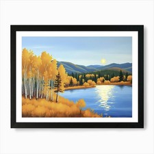 Listing image for Golden Autumn in Kanas Lake With Fo Framed Wall Art Poster Canvas Print Picture