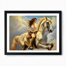 Listing image for Woman Riding A Horse 9 Art Print Framed Wall Art Poster Canvas Print Picture