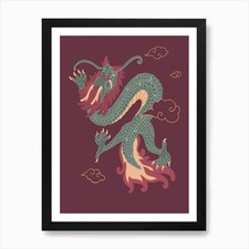 Listing image for Folklore Creature Chinese Dragon Wi Framed Wall Art Poster Canvas Print Picture