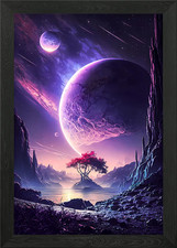 Listing image for Heaven Lake Space Framed Wall Art Poster Canvas Print Picture