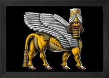 Listing image for Lamassu Sumerian Winged Bu Framed Wall Art Poster Canvas Print Picture
