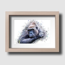 Listing image for Gorilla Primate Abstract Ink Sketch Wildlife Wall Art Print Picture Unframed