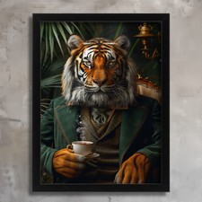 Listing image for Tiger In Human Clothes Art Print Unique Tiger Wall Art Big Cat Art Tiger In Suit