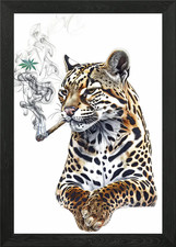 Listing image for Ocelot Cannanbis Smokiing Framed Wall Art Poster Canvas Print Picture