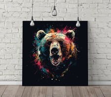 Listing image for BEAR PAINTING EXPLOSION -SQUARE CANVAS WALL ART FLOAT EFFECT/FRAME/POSTER PRINT