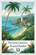 Listing image for Portsmouth, Dominica - Tropical Paradise Travel Poster Art Print A1-A4 Poster Ar