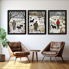Listing image for English Folklore Wall Art Set Of 3 Prints Countryside Artwork Farm Life Picture