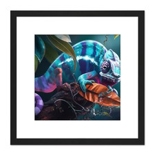 Listing image for Blue Chameleon Lizard Reptile Portrait Square Framed Wall Art Print 9X9 In