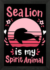 Listing image for Sea Lion Spirit Animal Framed Wall Art Poster Canvas Print Picture