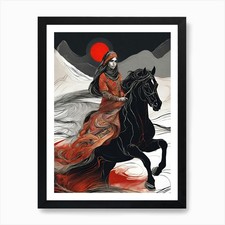 Listing image for Woman Riding A Horse 5 Art Print Framed Wall Art Poster Canvas Print Picture