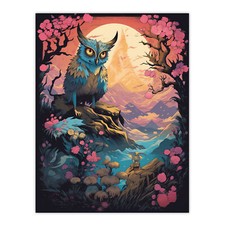 Listing image for Owl Yokai Concept Art Painting Mythical Folklore Creature Wall Art Poster Print