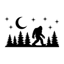 Listing image for Bigfoot Forest Moon Scene Decal V9 Moon & Stars Sasquatch Vinyl Sticker Cryptid