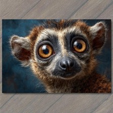 Listing image for Art Print Wide Eyed Primate Closeup Portrait Big Eyes Jungle Wildlife Night
