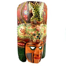 Listing image for Fairtrade Wall Art Mayan Mask Guatemalan Handmade Wooden Decoration Tecun Uman