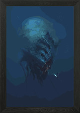 Listing image for Deep Sea Monster Encounter Framed Wall Art Poster Canvas Print Picture