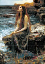 Listing image for Romantic Mermaid Art Print Ocean Fantasy Siren Mythology Seaside Dream L46