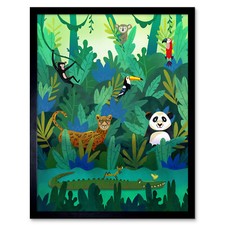 Listing image for Jungle Animals Amazon Framed Wall Art Print 9x7
