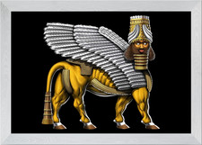 Listing image for Lamassu Sumerian Winged Bu Framed Wall Art Poster Canvas Print Picture
