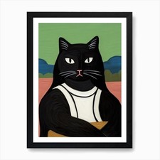 Listing image for La Mona Lisa, Black Cat, Gioconda L Framed Wall Art Poster Canvas Print Picture