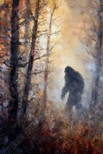 Listing image for Bigfoot Forest Wall Art Print Sasquatch Cryptid Woodland Decor Painting Poster