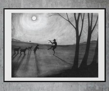 Listing image for Folklore art print poster, Faun by Moonshine, Leon Spilliaert, Halloween, satyr