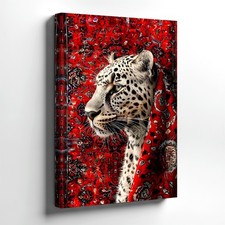 Listing image for Wall Art Leopard Portrait Red Persian Rug Animal Canvas Print Home Decor Poster