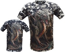 Listing image for Tie Dye T-Shirt Dragon Mythical Beast Fantasy Castle Glow in the Dark by Wild