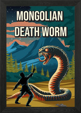 Listing image for Mongolian Death Worm Cryptid Travel Framed Wall Art Poster Canvas Print Picture
