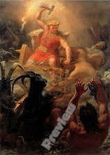 Listing image for Viking Norse God Thor 1872 Fight With Giants Wing Print Poster Wall Picture A4 +