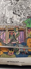 Listing image for Vintage Doodle Art Poster by Gerrard 40” X 30” Mythology Aztec Folklore Greek +