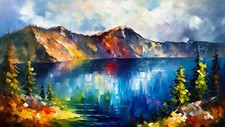 Listing image for Crater Lake Scenery Landscape Poster Print Picture Wall Art Home Decor Size A4