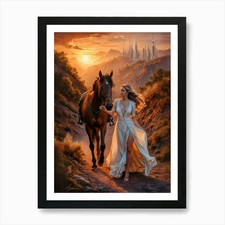 Listing image for Horse And A Woman Art Print Framed Wall Art Poster Canvas Print Picture