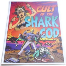 Listing image for Cult of the Shark God 5x7 Mini-Poster - Maginnis Art (Tiki, Luchador, Monsters)