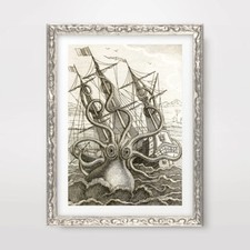 Listing image for SEA MONSTER KRAKEN GIANT OCTOPUS NAUTICAL ART PRINT Poster Decor Wall A4A3A2