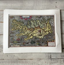 Listing image for 1590 Sea Monster Map of Iceland Abraham Ortelius Wall Art Poster Print Decor