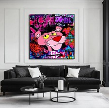 Listing image for Modern Pink Panther Pop Culture Graffiti Wall Art Stretched Canvas - Home Decor