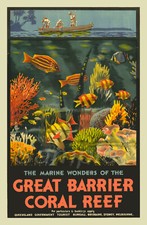 Listing image for VINTAGE GREAT BARRIER CORAL REEF TRAVEL A3 POSTER PRINT