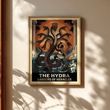 Listing image for The Hydra Poster, Greek Mythology Art, Mythical Decor