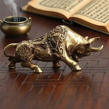 Listing image for Mini Brass Copper Metal Bull Figurine – Desk Buddy Ornament Collectible