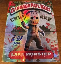 Listing image for Kane Hodder Signed Lake Monster GPK Sticker 8/13 Garbage Pail Kids Custom