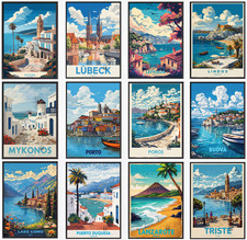 Listing image for Vintage Travel Poster City Retro Fantasy Cityscape Pub Wall Art Décor A5 A4 A3