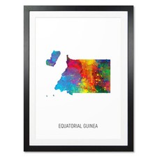 Listing image for Equatorial Guinea Map, Poster, Canvas or Framed Print, painting 10824