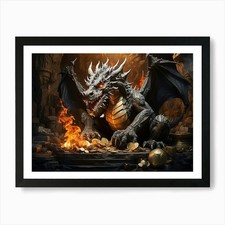 Listing image for Dragon In The Cave 1 Art Print Framed Wall Art Poster Canvas Print Picture