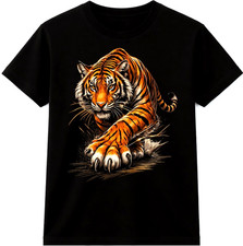 Listing image for Tiger T Shirt Fierce Wild Animal Graphic Tee Big Cat Predator Casual Top