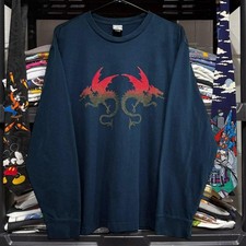 Listing image for Double Dragon Graphic Men's Long Sleeve T-Shirt Blue Size L 90s Style Old Navy