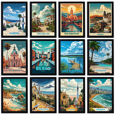 Listing image for Vintage Travel Spain Holiday Poster Retro City Print Decor Wall Art A5 A4 A3