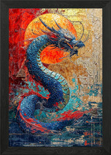 Listing image for Water Serpent Framed Wall Art Poster Canvas Print Picture