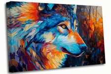 Listing image for Wolf Colourful Amazing Abstract Canvas Print Wall Art Picture