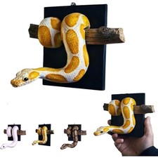Listing image for Golden Ball Python Wall Art, Gothic Accent Realistic 3D Metallic Snake Sculpture
